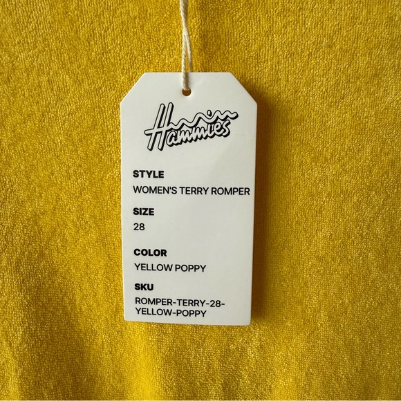 NWT Hammie’s Terry Cloth Romper with white piping in yellow poppy size small - Picture 7 of 9